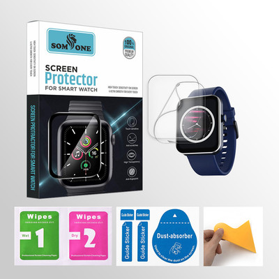 SOMTONE Edge To Edge Tempered Glass for boAt Wave Flex Connect 1.83 inch Smartwatch 2 PROTECTOR + 2 WIPES + 2 DUST REMOVAL STICKER + 1 WIPER(Pack of 2)