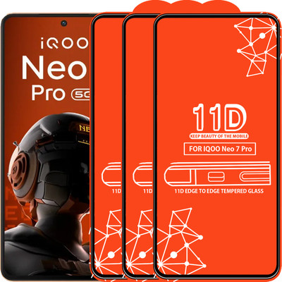 Roxel Edge To Edge Tempered Glass for Iqoo Neo 7 Pro(Pack of 3)