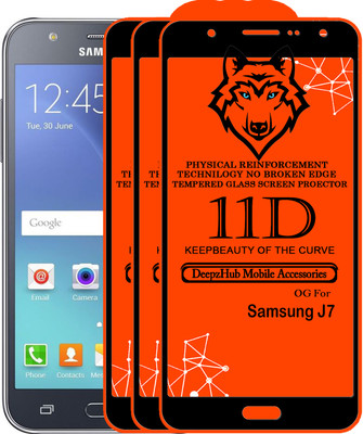 DeepzHub Edge To Edge Tempered Glass for Samsung Galaxy J7(Pack of 3)