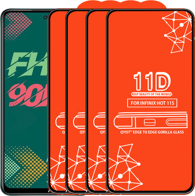 Qyist Edge To Edge Tempered Glass for Infinix Hot 11S(Pack of 4)