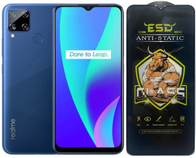 TELESHIELD Edge To Edge Tempered Glass for Realme C15, ESD Glass, ESD Protector, Edge to Edge, Screen Protector(Pack of 1)