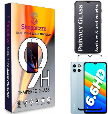 Shoppitzzo Edge To Edge Tempered Glass for Infinix Smart 6 HD**Privacy-Anti Spy-Anti Peeping**/Millitary Grade Tempered Glass/Full Screen Coverage-Edge to Edge/9H Hardness/With Easy Installation Kit(Pack of 1)