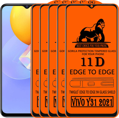 TWIGLO Edge To Edge Tempered Glass for VIVO Y31 2021(Pack of 5)