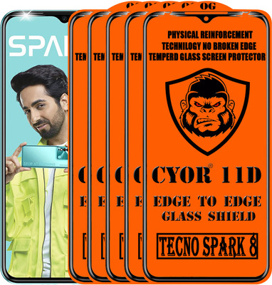 CYOR Edge To Edge Tempered Glass for TECNO SPARK 8(Pack of 5)