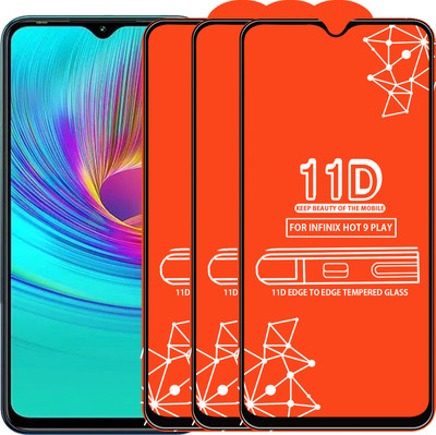 Qyist Edge To Edge Tempered Glass for Infinix Hot 9 Play(Pack of 3)