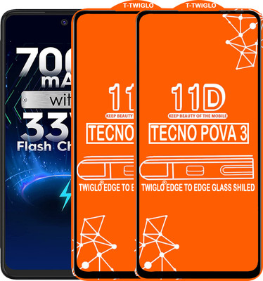 TWIGLO Edge To Edge Tempered Glass for TECNO POVA 3(Pack of 2)