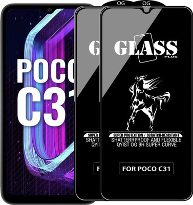 Qyist Edge To Edge Tempered Glass for POCO C31(Pack of 2)