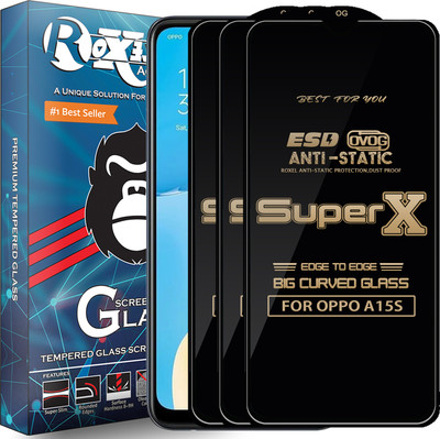 Roxel Edge To Edge Tempered Glass for OPPO A15S(Pack of 3)