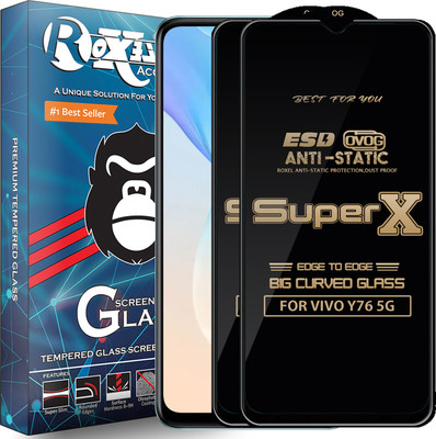 Roxel Edge To Edge Tempered Glass for VIVO Y76 5G(Pack of 2)