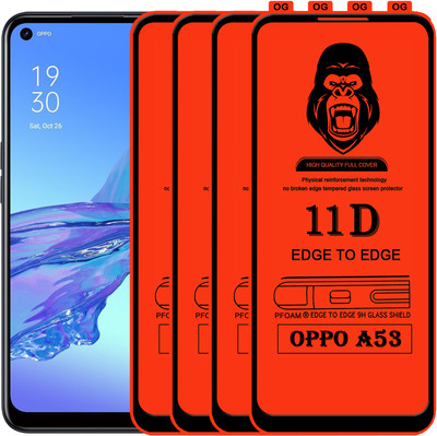Laxdom Edge To Edge Tempered Glass for OPPO A53(Pack of 4)