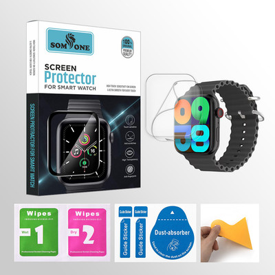 SOMTONE Edge To Edge Tempered Glass for Pebble Frost Pro 1.96 inch Smartwatch 2 PROTECTOR + 2 WIPES + 2 DUST REMOVAL STICKER + 1 WIPER(Pack of 2)