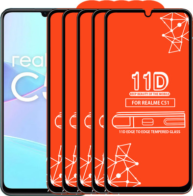 Qyist Edge To Edge Tempered Glass for Realme C51(Pack of 5)