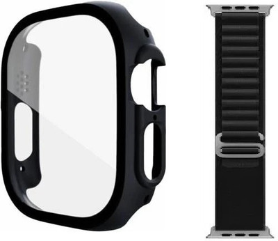 Skymac Edge To Edge Tempered Glass for Apple Watch Series 8 49MM Hard PC Case with 9H Tempered Glass Screen Protector Compatible with U9 Ultra, MT8 Ultra, TG88 Ultra, S8 Ultra, Ultra-Thin Scratch Resistant Overall Protective Cover Size-49mm -Black With Black Strap (One Pcs Black Cover + One Pcs Blac Skymac Edge To Edge Tempered Glass for Apple Watch Series 8 49MM Hard PC Case with 9H Tempered Glass Screen Protector Compatible with U9 Ultra, MT8 Ultra, TG88 Ultra, S8 Ultra, Ultra-Thin Scratch Resistant Overall Protective Cover Size-49mm -Black With Black Strap (One Pcs Black Cover + One Pcs Blac