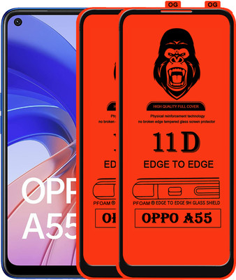 Laxdom Edge To Edge Tempered Glass for OPPO A55(Pack of 2)