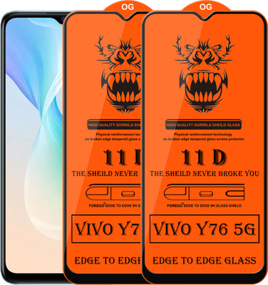 Forego Edge To Edge Tempered Glass for Vivo Y76 5G(Pack of 2)