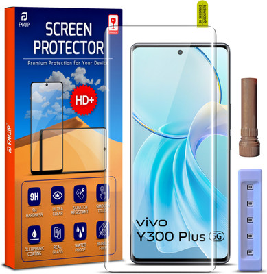 FAVJIP Edge To Edge Tempered Glass for Vivo Y300 Plus, Vivo Y300 Plus 5G, 3D Quad Curved UV Liquide Glue Screen Guard Screen Protector with Easy Installation Kit(Pack of 1)