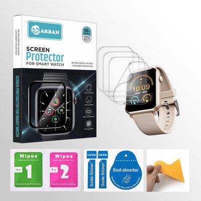 ARBAN Edge To Edge Tempered Glass for boAt Wave Call 1.69 inch Smartwatch 4 PROTECTOR + 4 WIPES + 4 DUST REMOVAL STICKER + 1 WIPER(Pack of 4)