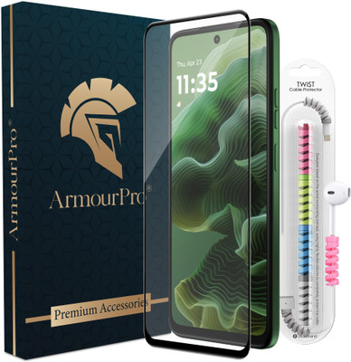 ArmourPro Edge To Edge Tempered Glass for Motorola G35 5G, Motorola G35, Moto G35 5G, Moto G35, OG Tempered Glass with Cable Protector(Pack of 1)