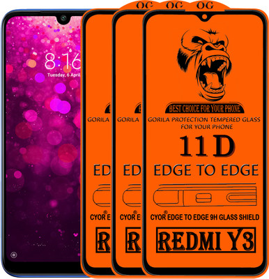 CYOR Edge To Edge Tempered Glass for REDMI Y3(Pack of 3)