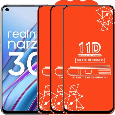 Qyist Edge To Edge Tempered Glass for Realme Narzo 30(Pack of 3)