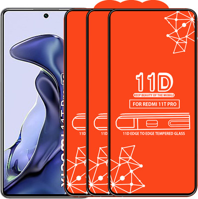 Qyist Edge To Edge Tempered Glass for Redmi 11T Pro(Pack of 3)