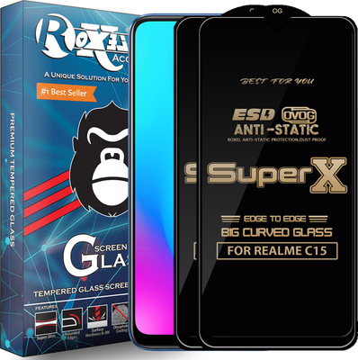 Roxel Edge To Edge Tempered Glass for REALME C15(Pack of 2)