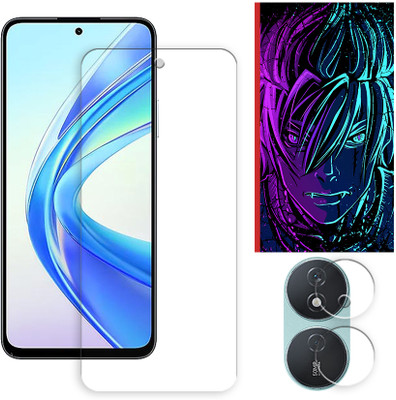 ARBAN Edge To Edge Tempered Glass for Honor Play 50 Plus 5G Tempered Glass Screen Protector | Anti-Scratch | Edge to Edge Full Coverage | 9H Hardness (1 FRONT SCREEN GUARD + 1 CAMERA LENS PROTECTOR + 1 FREE BACK EMBOSSED SKIN002)(Pack of 1)