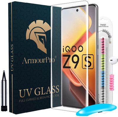 ArmourPro Edge To Edge Tempered Glass for IQOO Z9s 5G, IQOO Z9s Pro 5G, IQOO Z9s, IQOO Z9s Pro, IQOO Z9s, UV Glue Tempered Glass with Cable Protector(Pack of 1)
