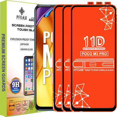 PFOAM Edge To Edge Tempered Glass for POCO M3 PRO(Pack of 3)