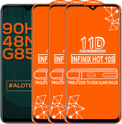 TWIGLO Edge To Edge Tempered Glass for INFINIX HOT 10S(Pack of 3)