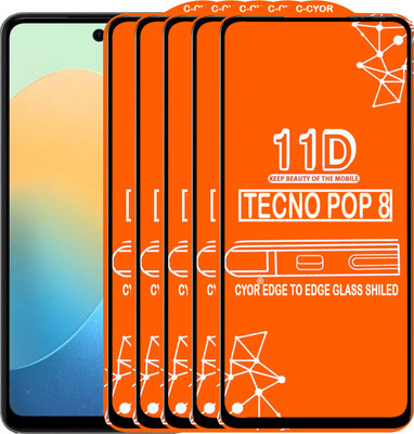 CYOR Edge To Edge Tempered Glass for TECNO POP 8(Pack of 5)
