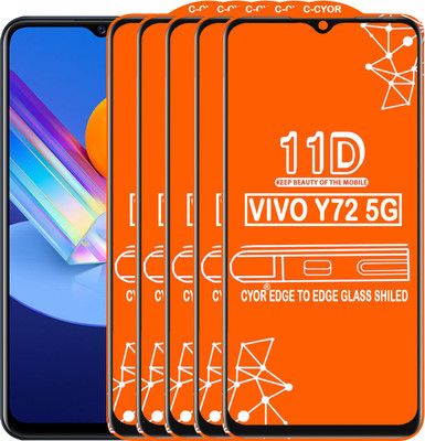 CYOR Edge To Edge Tempered Glass for VIVO Y72 5G(Pack of 5)