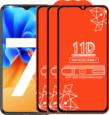 Qyist Edge To Edge Tempered Glass for Tecno Spark 7(Pack of 3)