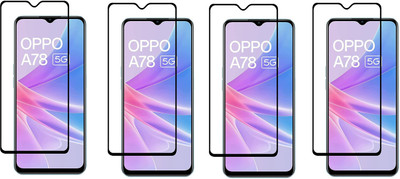 ISAAK Edge To Edge Tempered Glass for OPPO A78 5G, Edge to Edge, Full Flue 11D Tempered Glass(Pack of 4)