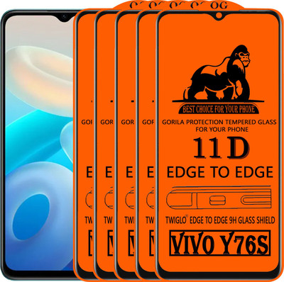 TWIGLO Edge To Edge Tempered Glass for VIVO Y76S(Pack of 5)