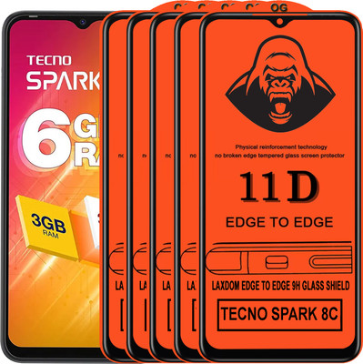 Laxdom Edge To Edge Tempered Glass for TECNO SPARK 8C(Pack of 5)