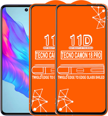 TWIGLO Edge To Edge Tempered Glass for TECNO CAMON 18 PRO(Pack of 2)