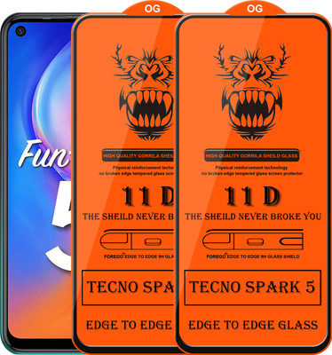 Forego Edge To Edge Tempered Glass for Tecno Spark 5(Pack of 2)