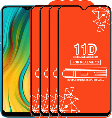 Qyist Edge To Edge Tempered Glass for Realme C3(Pack of 4)