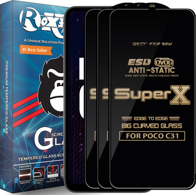 Roxel Edge To Edge Tempered Glass for POCO C31(Pack of 3)