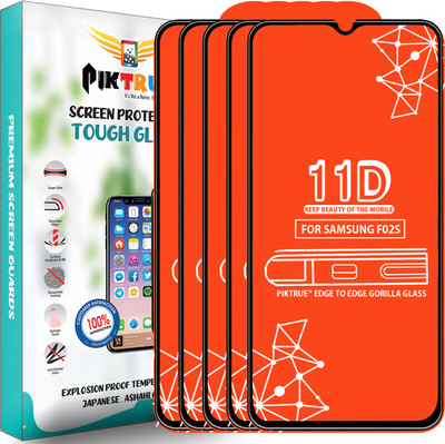 PikTrue Edge To Edge Tempered Glass for Samsung Galaxy F02S(Pack of 5)