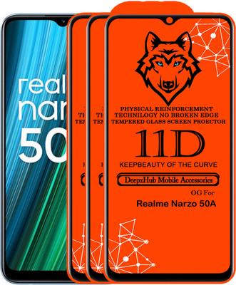 DeepzHub Edge To Edge Tempered Glass for Realme Narzo 50A(Pack of 3)