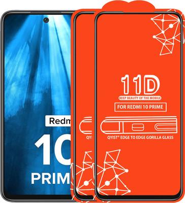 Qyist Edge To Edge Tempered Glass for Redmi 10 Prime(Pack of 2)