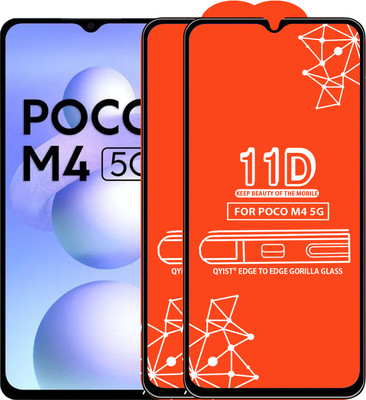 Qyist Edge To Edge Tempered Glass for Poco M4 5G(Pack of 2)