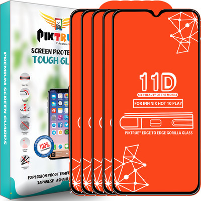 PikTrue Edge To Edge Tempered Glass for Infinix Hot 10 Play(Pack of 5)