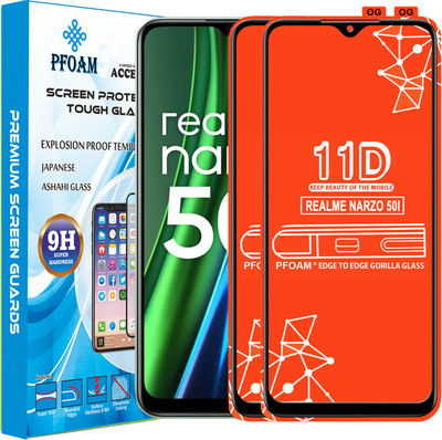 PFOAM Edge To Edge Tempered Glass for REALME NARZO 50I(Pack of 2)