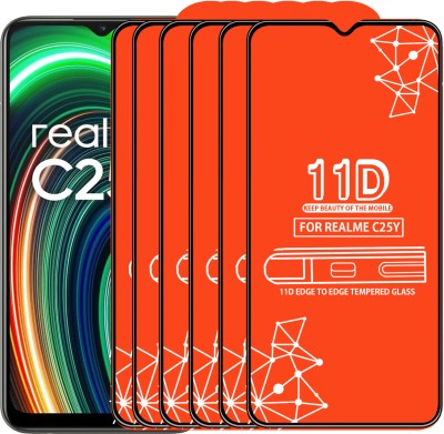 Qyist Edge To Edge Tempered Glass for Realme C25Y(Pack of 6)