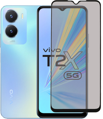 yuvu77 Edge To Edge Tempered Glass for vivo T2x 5G, privacy glass guard, Anti-Spy(Pack of 1)