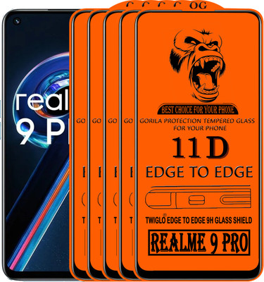 TWIGLO Edge To Edge Tempered Glass for REALME 9 PRO(Pack of 5)