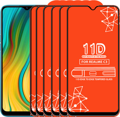 Qyist Edge To Edge Tempered Glass for Realme C3(Pack of 6)